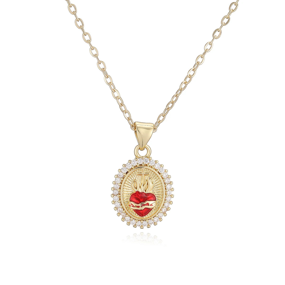 Sacred Heart Diamond Medallion Necklace