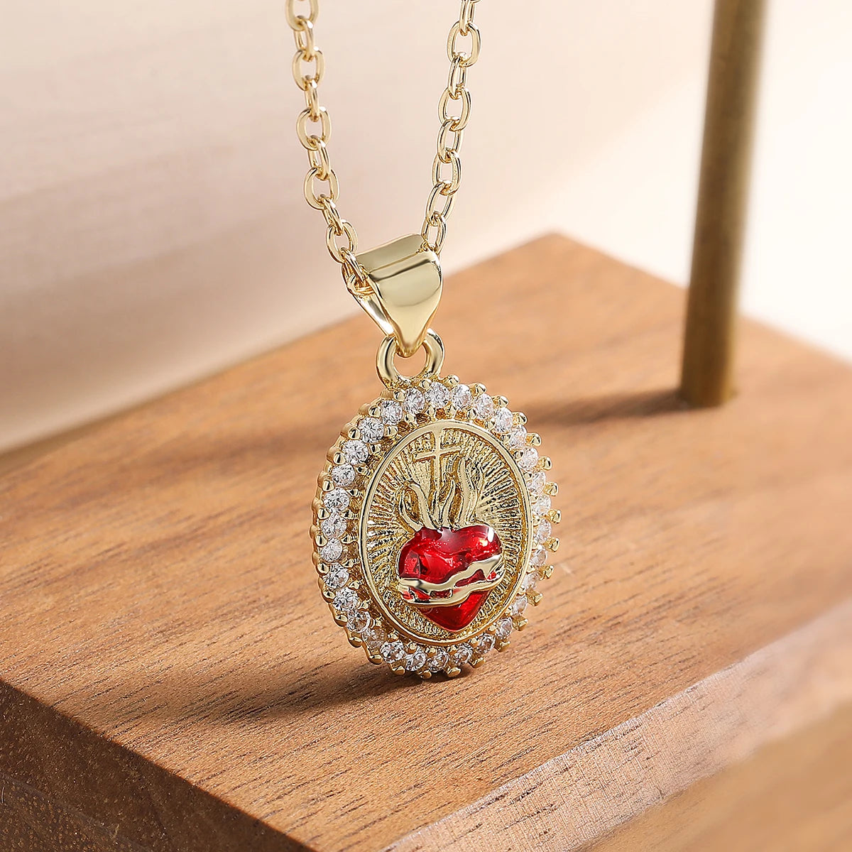 Sacred Heart Diamond Medallion Necklace